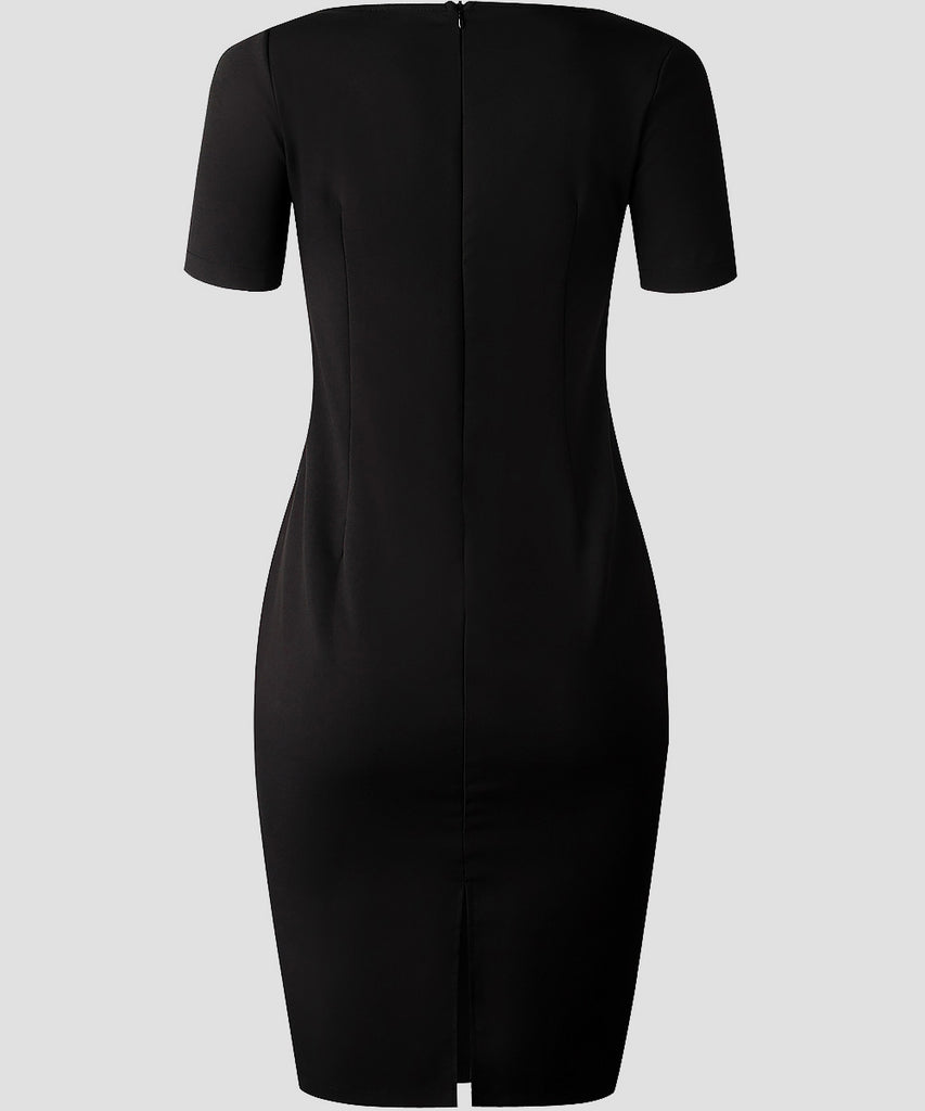 Muslim short sleeves - Black pencil dress - Solid colour - ATR-D013