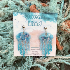 jellyfish earrings made from up cycled marine debris
