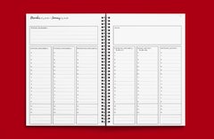 military family planner on red background 