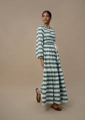 The Catherine Dress in Emerald Stripes