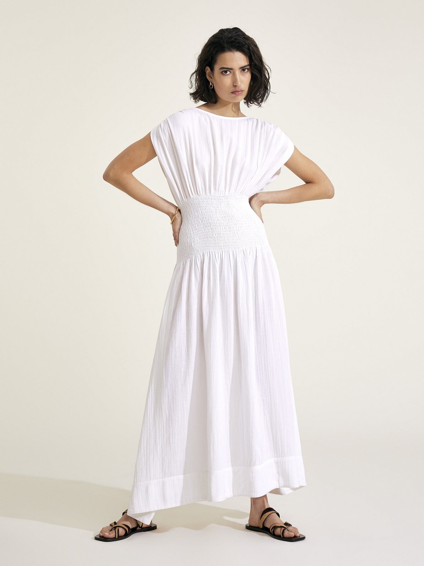 Penelope White Cotton Dress | Mondo Corsini