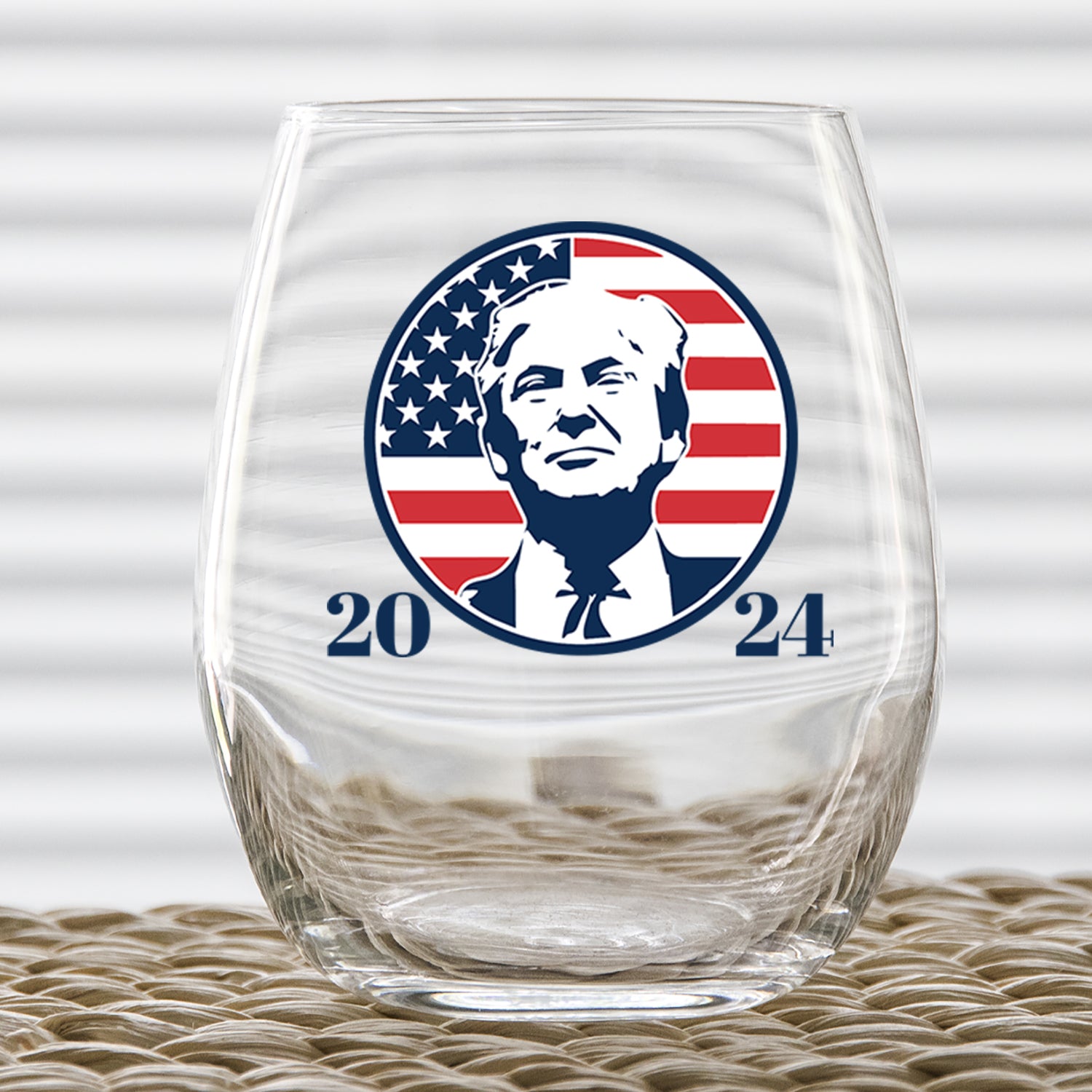 Wine Glass Trump 2024 Circle Portrait Patriot's Cave