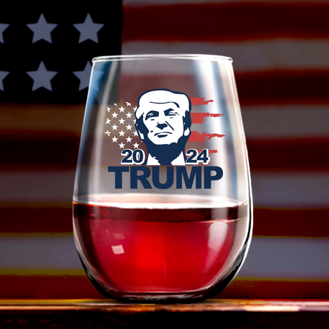 Trump 2024 Portrait - Color Wine Glass - Durable Printed Artwork