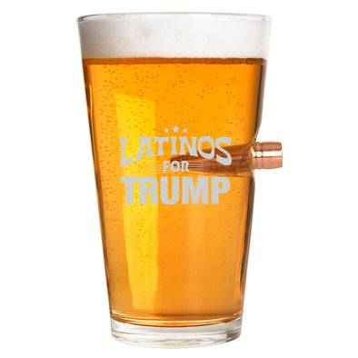 Latinos for Trump .50 Cal Bullet Pint Glass