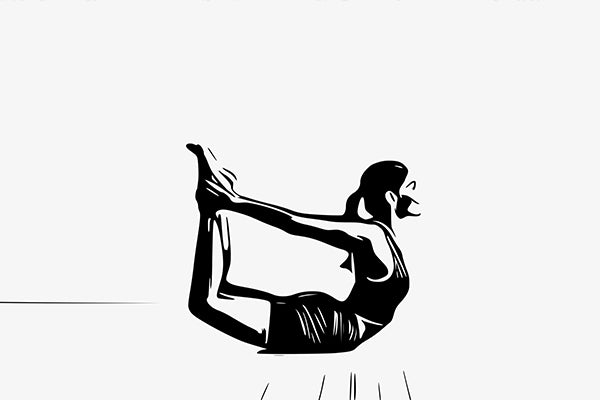 sketch of woman doing a bow pose