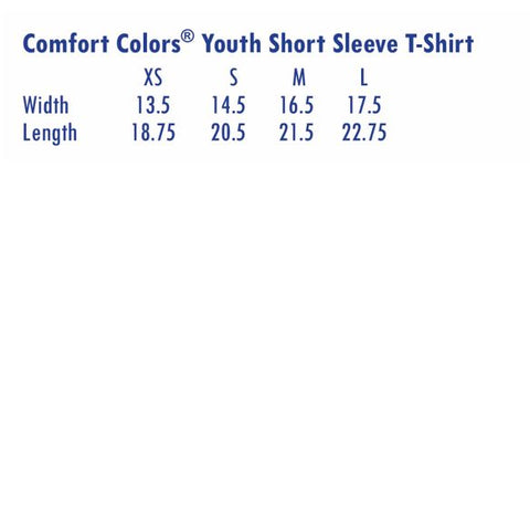 Size Chart - Youth Short Sleeve T-shirt