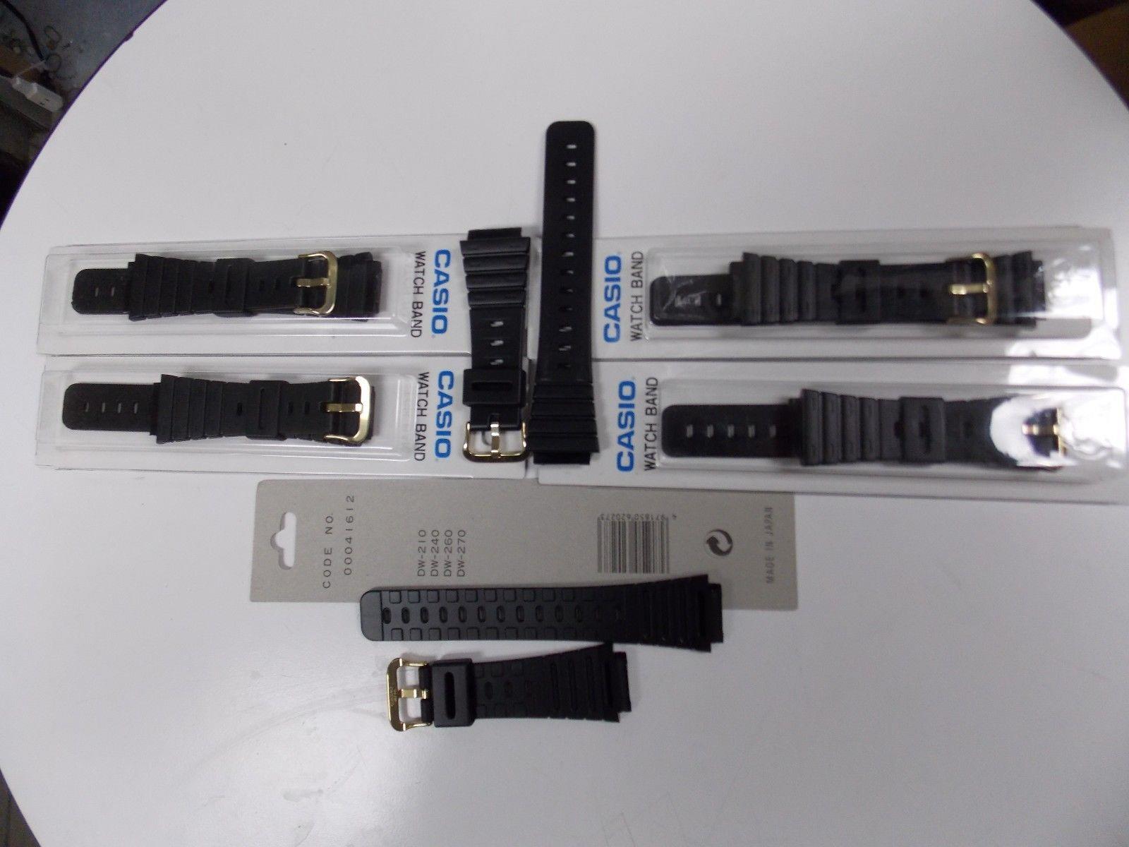 Casio Bands DW-210,DW-240,DW-260,DW-270.Black Strap w/GoldT –