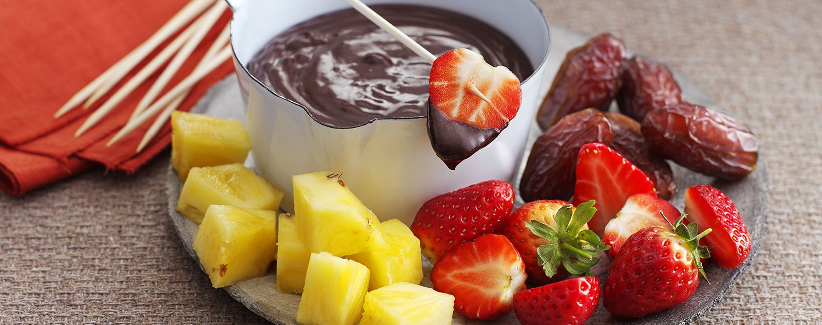 Fondue au chocolat aux fruits