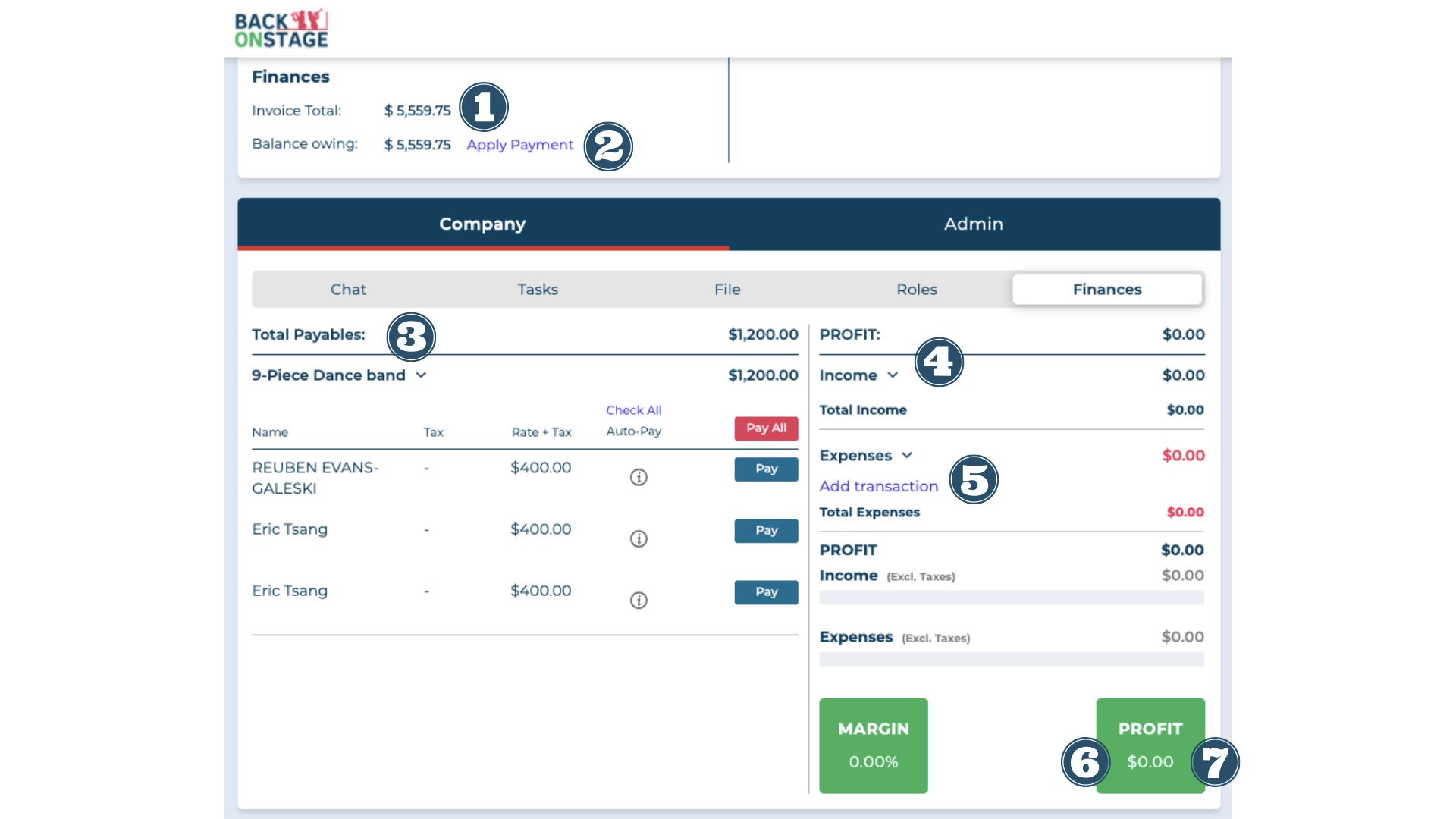 BOS finance page