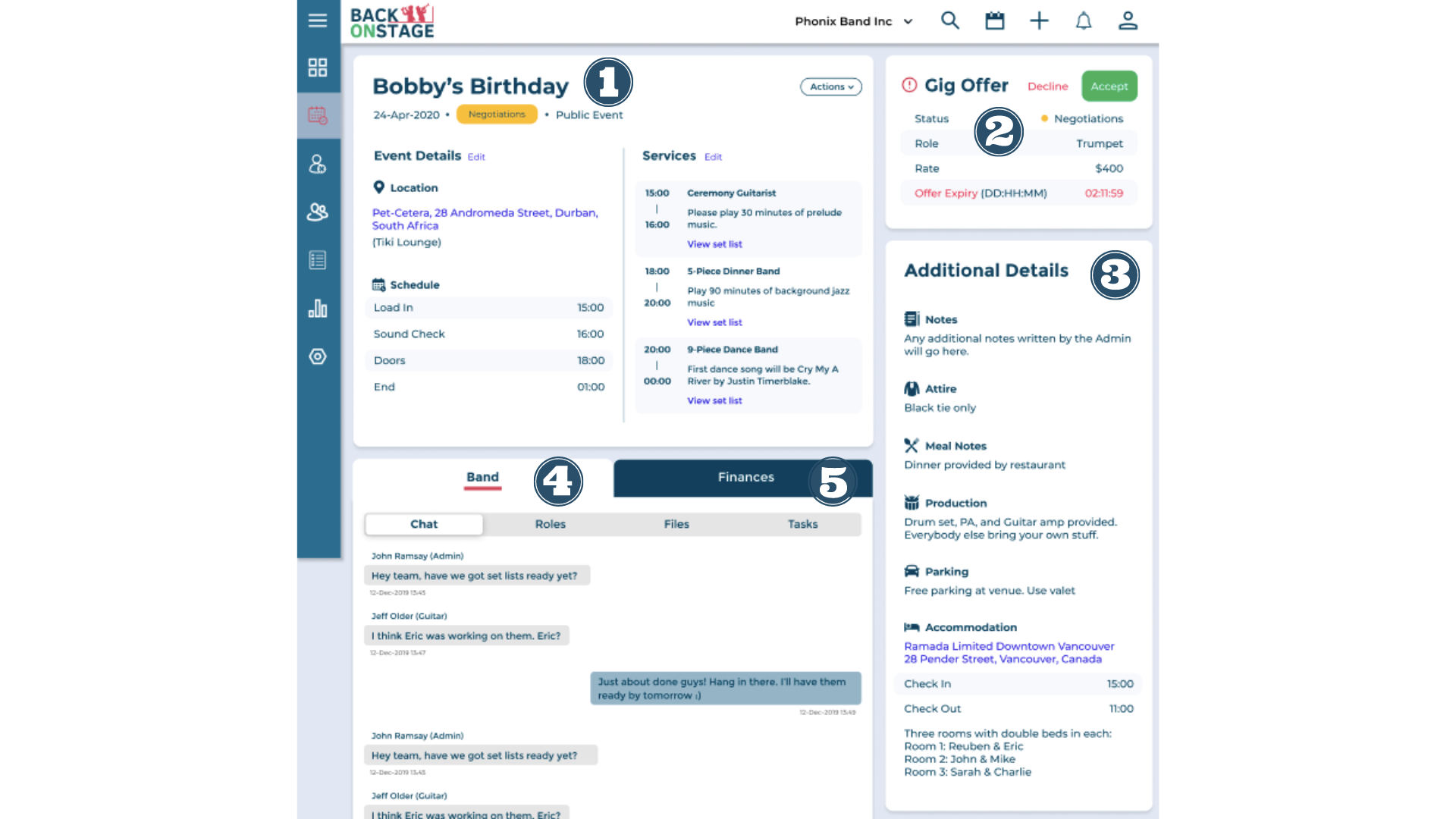 Individual booking view musician