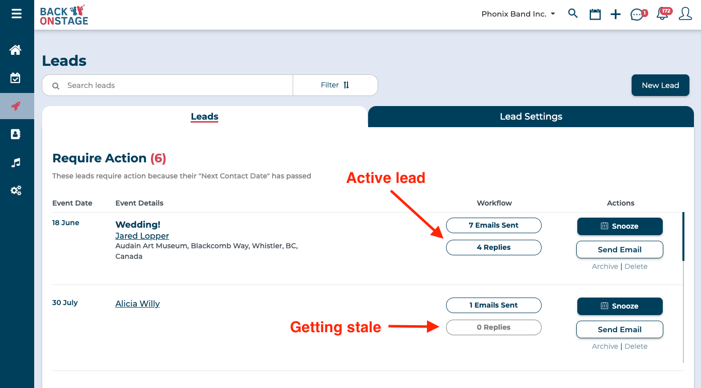 lead page example from back on stage app