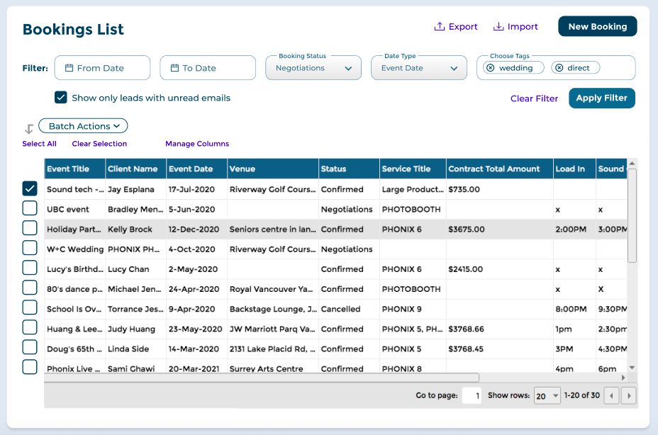 BOS sorting columns