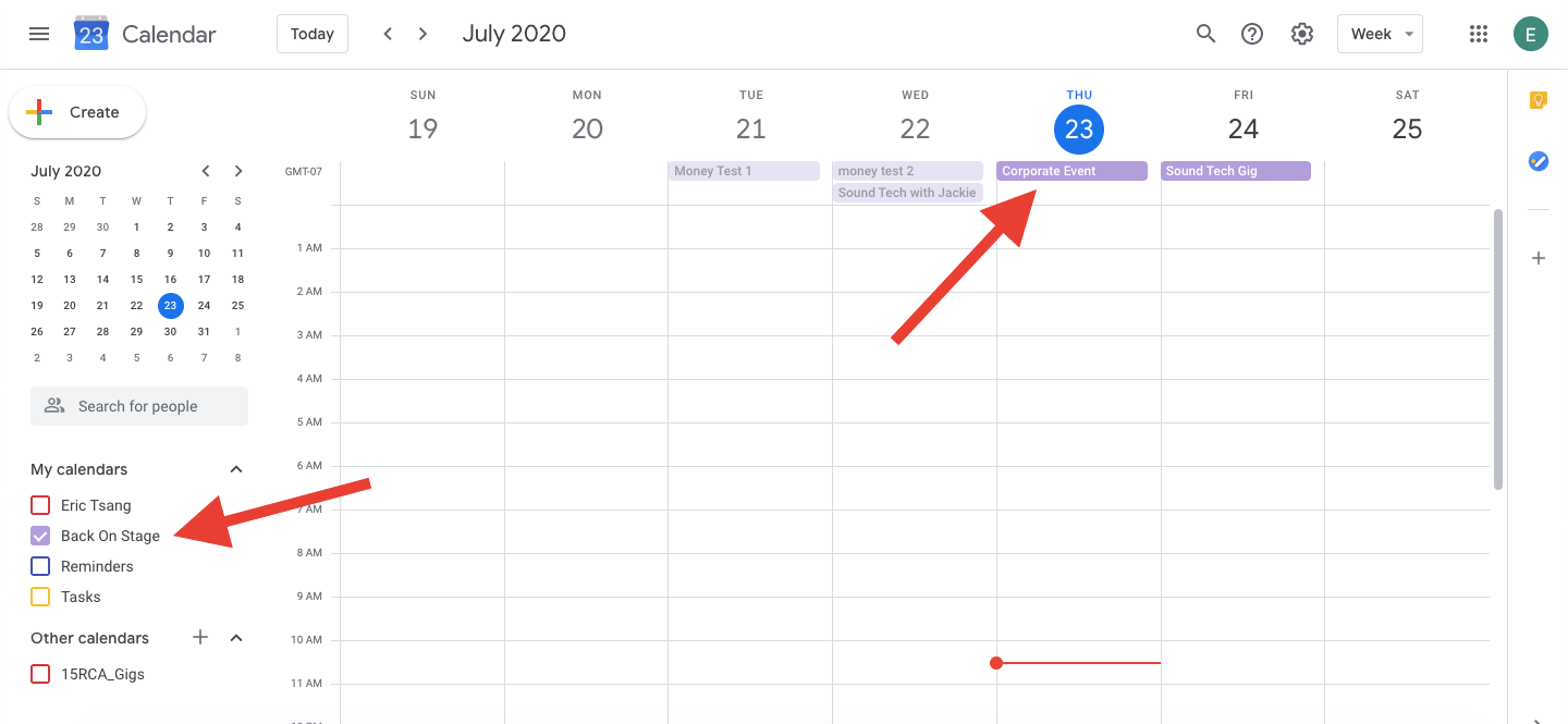 google calendar view