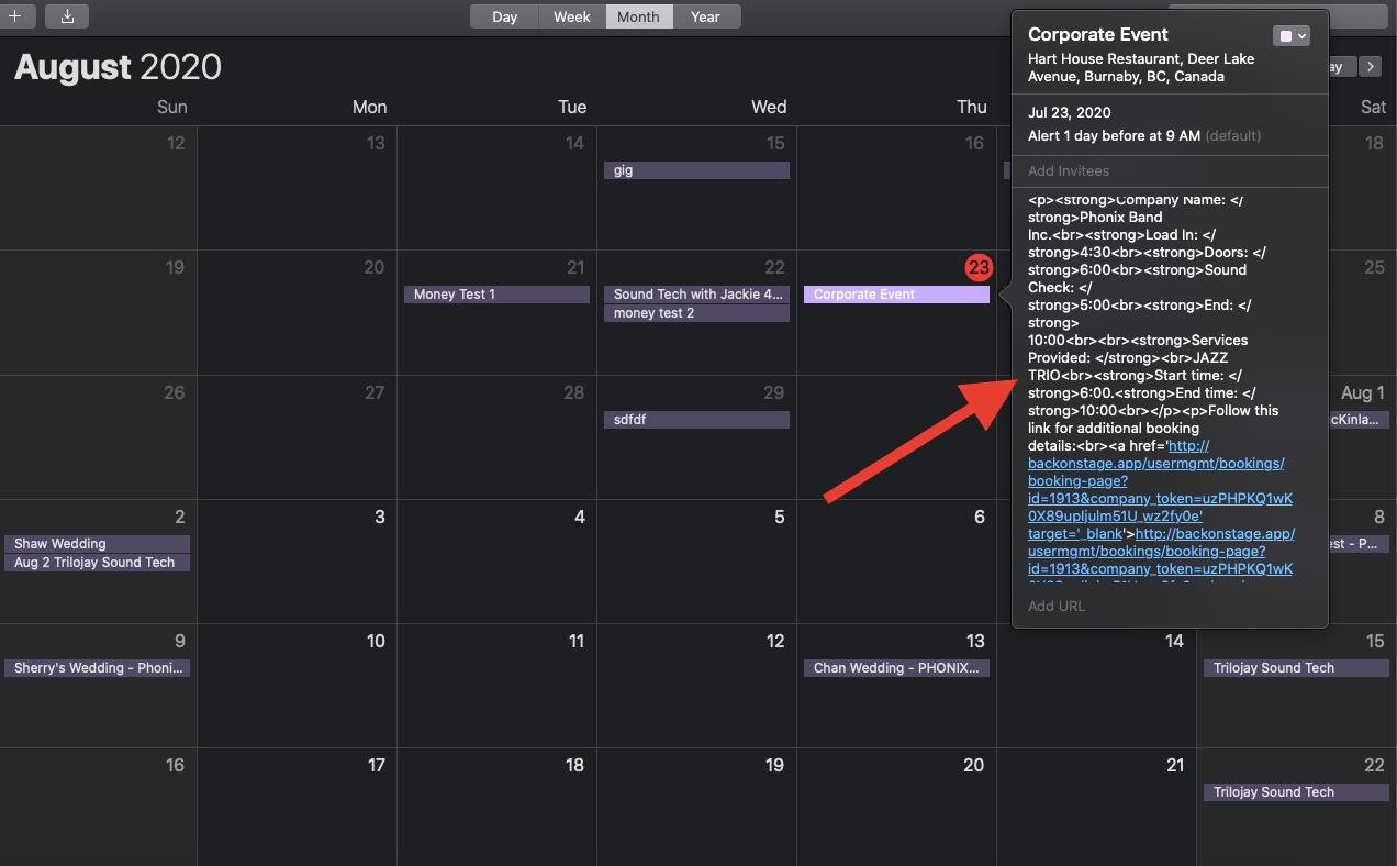 ical detail view