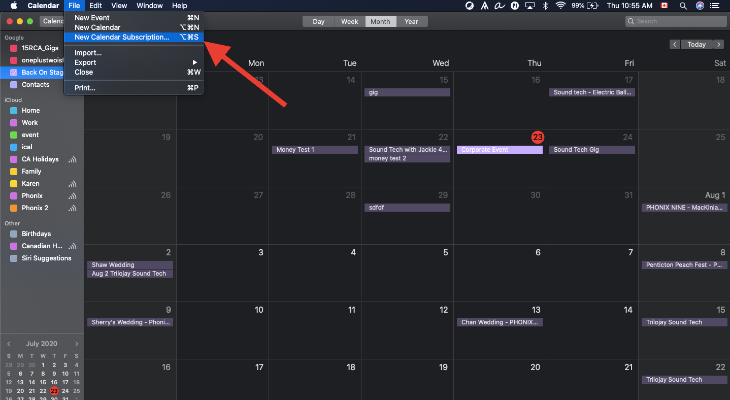 ical new cal subscription