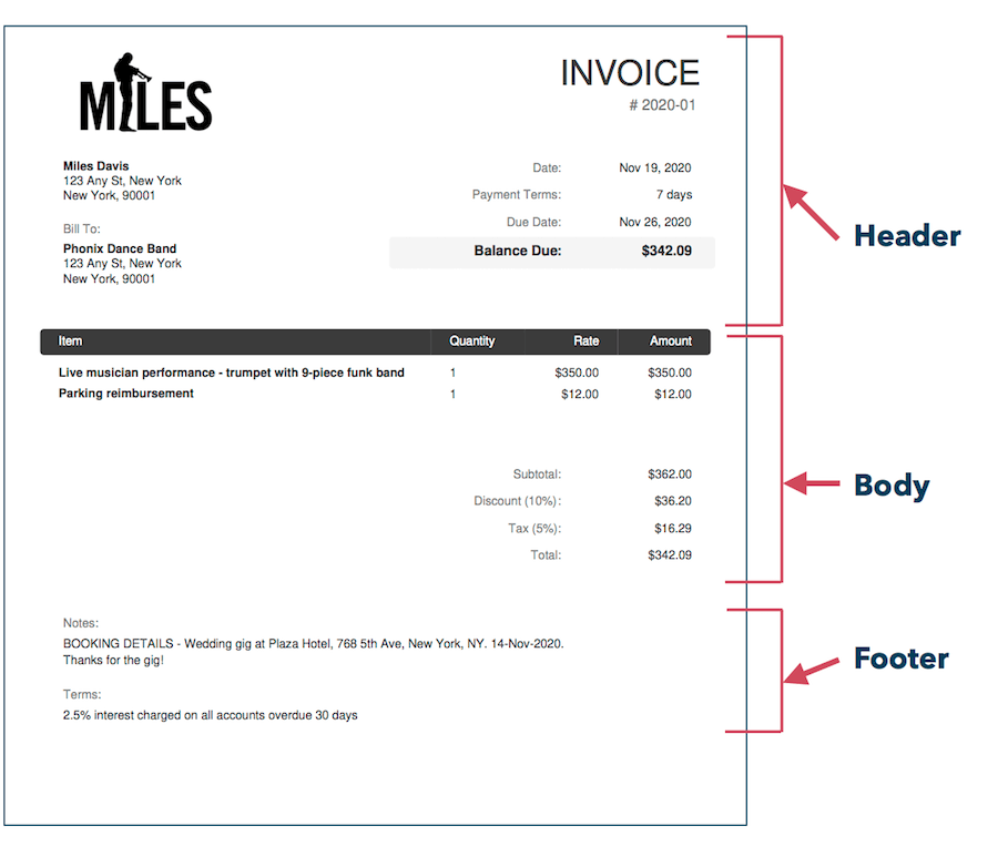 gig invoice template