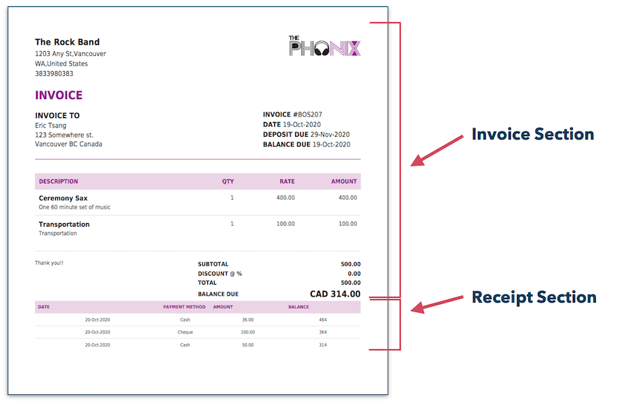 invoice that is also a receipt