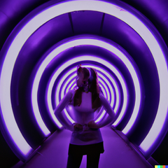 women in purple tunnel