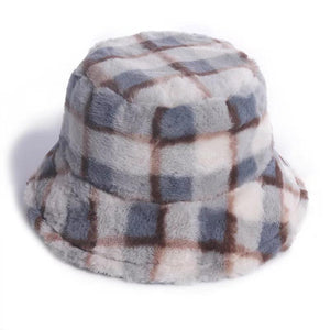 brown plaid bucket hat