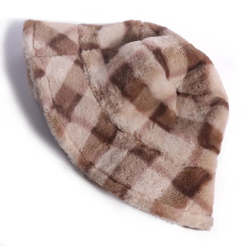 brown plaid bucket hat