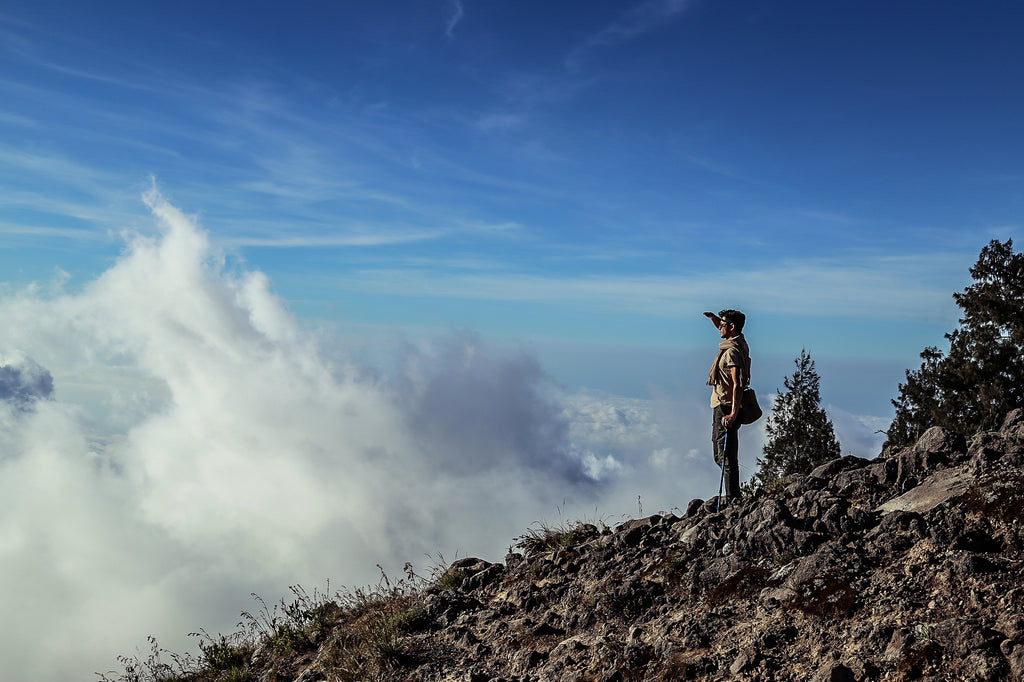 WG Trunk Co looks out over the crater rim in Lombok