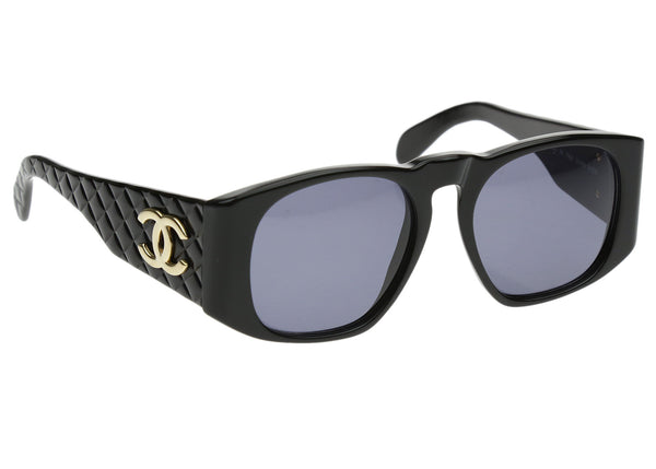 Chanel Vintage Black 01450 Quilted Sunglasses