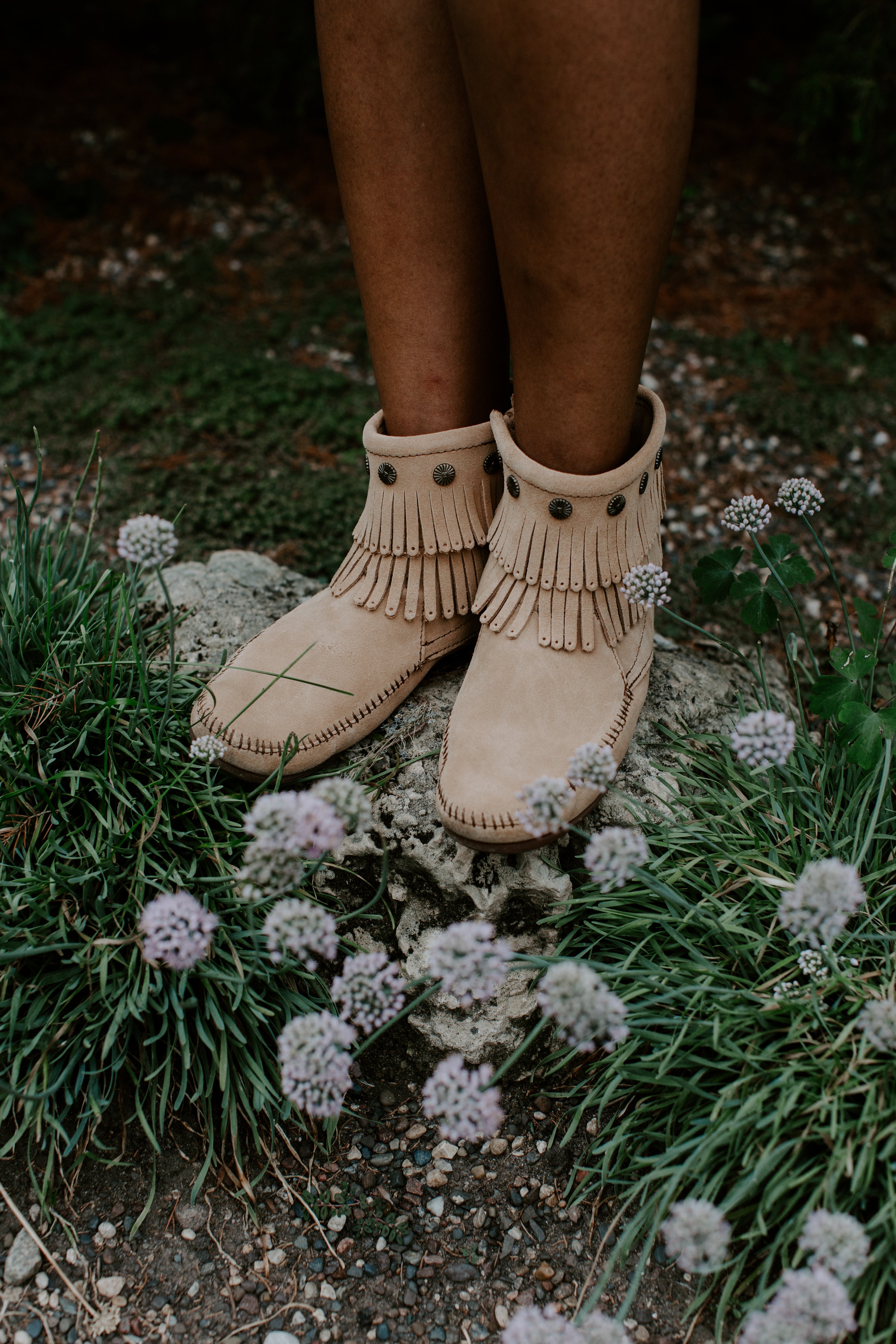 2 layer fringe boots