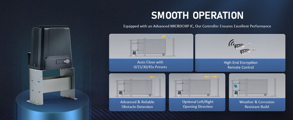CO-Z 1800lb Sliding Gate Opener Kit for Doors up to 1800lb 20ft