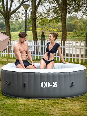 CO-Z 4 Person 6x6ft Inflatable Hot Tub Portable Round Hot Tub with 120 Air Jets