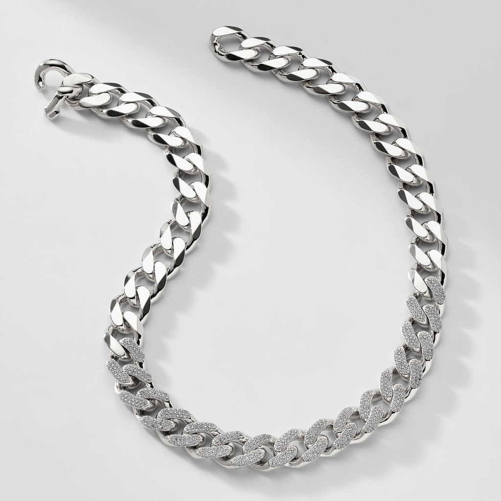 Sterling Silver Highlight Large Curb Chain Necklace Nadri Wholesale 