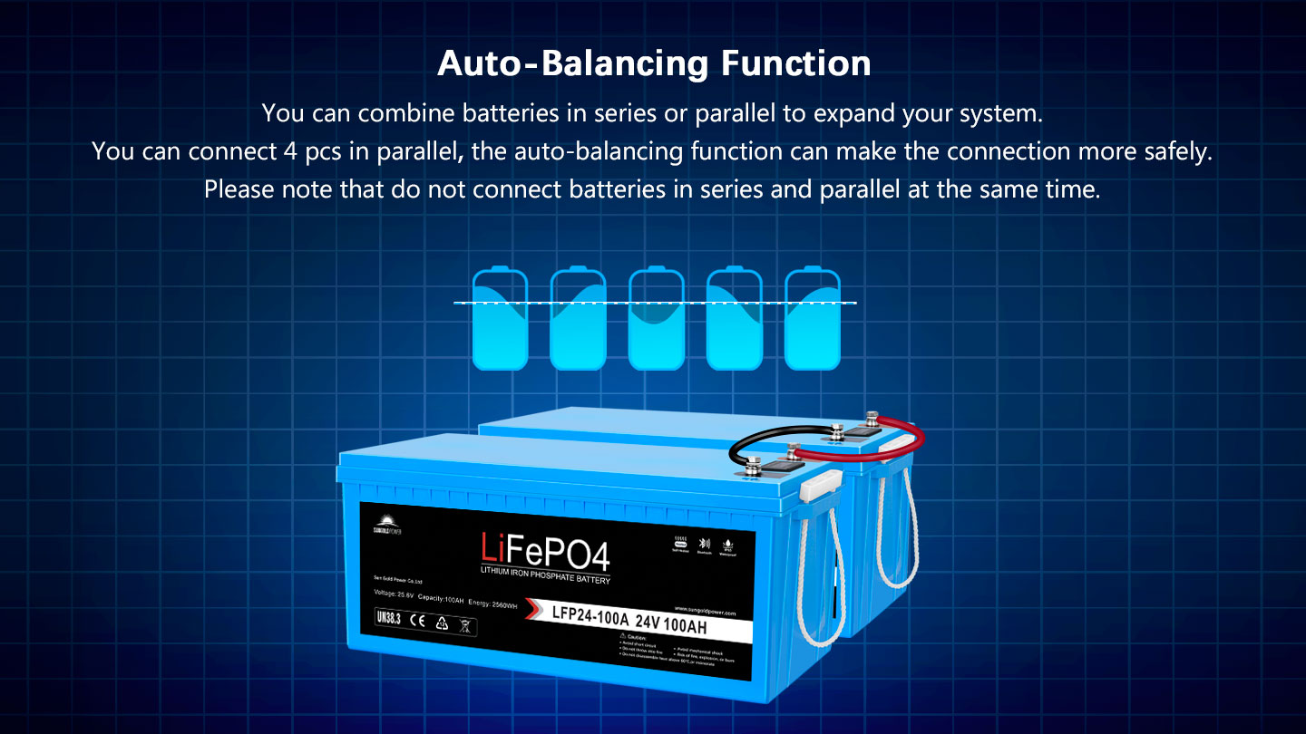 2 X 12V 100AH LiFePO4 Deep Cycle Lithium Battery / Bluetooth /Self-heating  / IP65