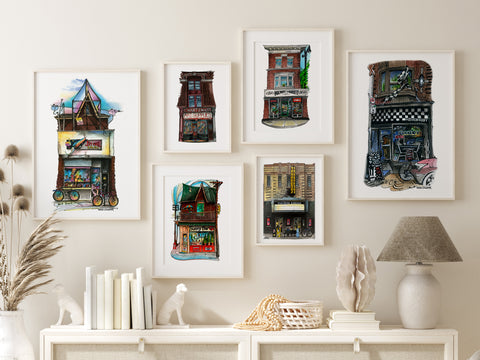 Toronto Art Print Gallery Wall - Illustrations of places we have lived, laughed and loved