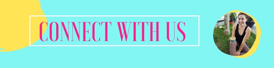 connect with us banner in bright bold colors and photo of co-founder Michelle from Move Manicure