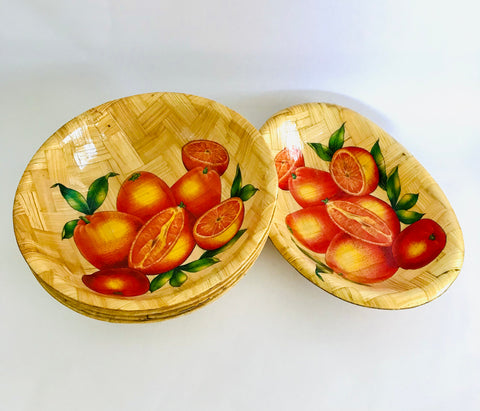 Retro Wooden Orange Bowl Set