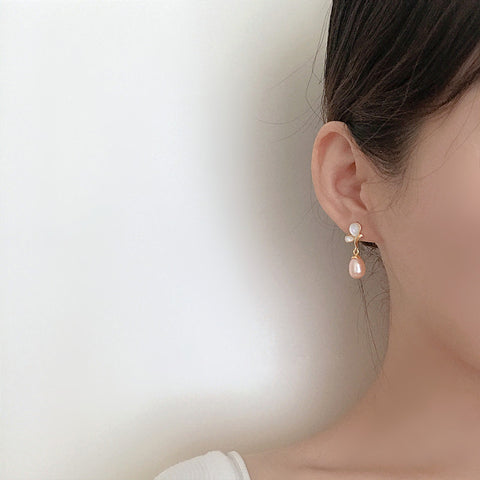 butterfly real pearl earrings