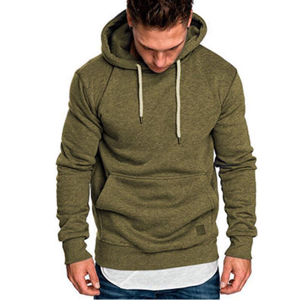 Loose Plain Lace Up Pullover Men's Hoodie with Pocket – blosmore