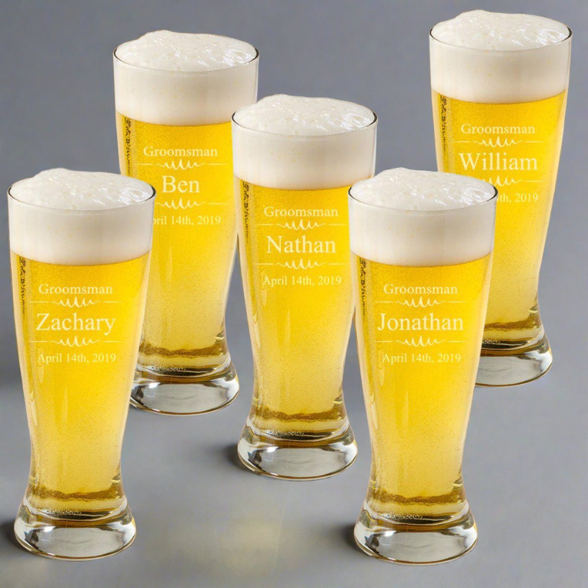 Personalized Groomsmen Set Of 5 Beer Glasses Pilsner Glass Groomsmen 20 Oz