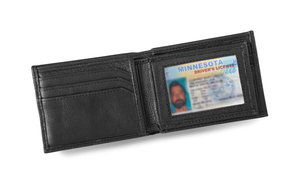 Personalized Men&#39;s Black Leather Borello Convertible Wallet