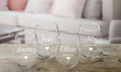 Classic Monogrammed Wine Glasses Set of 4 by HomeWetBar - Custom Gifts for  Weddings, Birthdays, Anniversaries