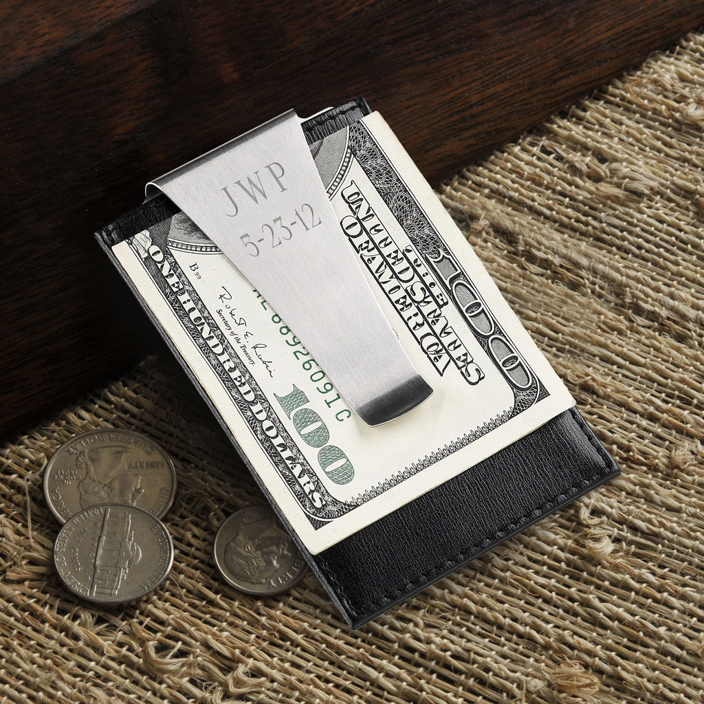 Personalized Wallet Money Clip Leather Groomsmen Gifts - 