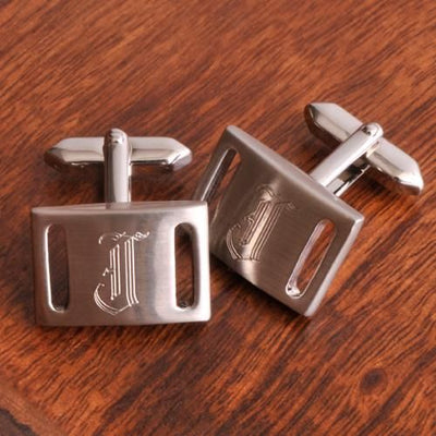 Modern Personalized Bold Monogram and Name Cufflin Cufflinks