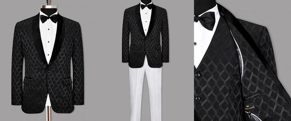 Jacquard Black Suit For Prom
