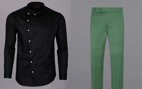 Dark colour Shirt and pants color combinations men  Black pants outfit Black  pants men Olive green pants outfit