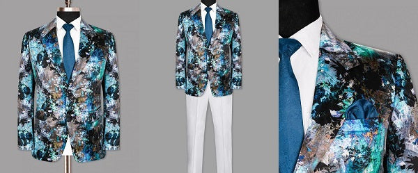 Multicolor Floral Print Suit For Prom Outfit