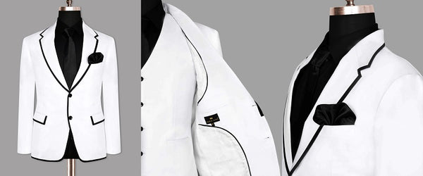 White with Black Border Suit For Prom