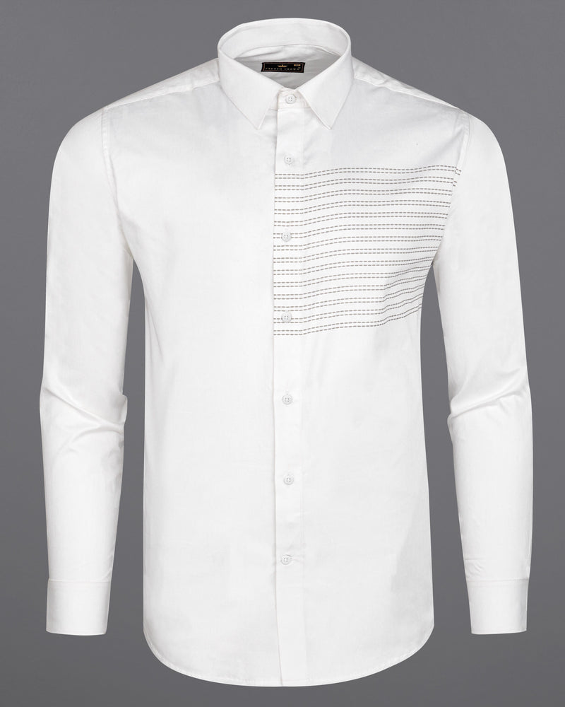 Bright White Formal/Casual Prints Premium Cotton Shirt For Men