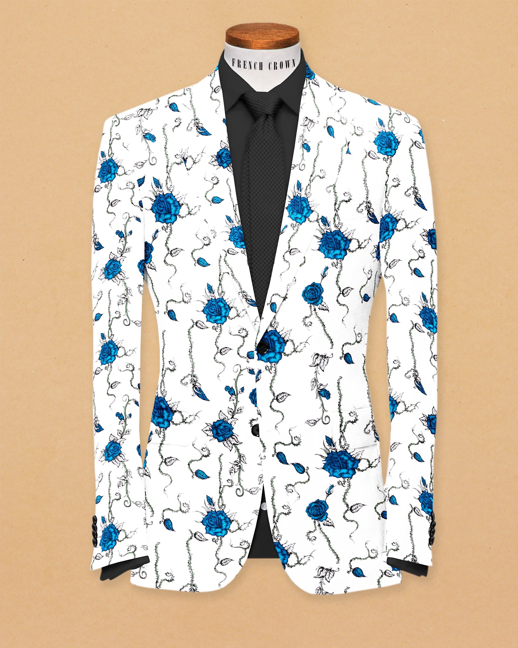 Bright White Flower Print luxurious Linen Designer Blazer – frenchcrown