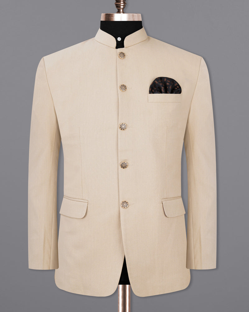 Sisal Beige Textured Premium Terry Rayon Bandhgala/Jodhpuri Suits ...