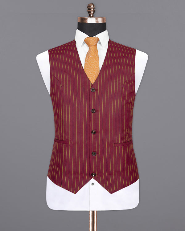 Tosca Red with Cream Can Yellow Striped Woolrich Waistcoat