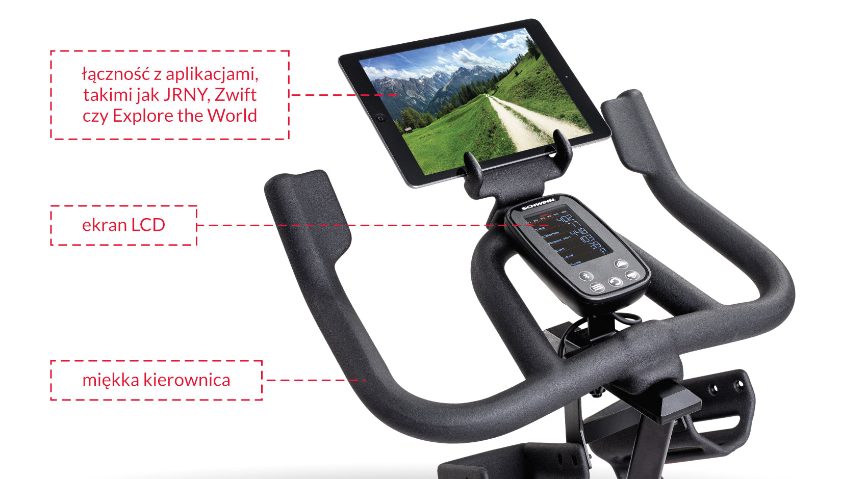 Schwinn IC8 - ekran i łączność z aplikacjami